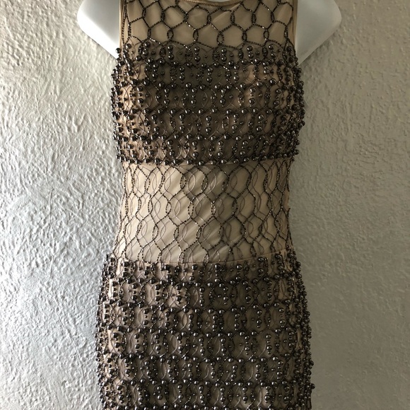Beaded Taupe Dress - Picture 3 of 4